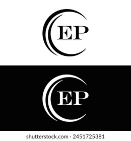 EP logo. E P design. White EP letter. EP, E P letter logo design. Initial letter EP linked circle uppercase monogram logo.
