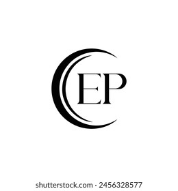 EP logo. E P design. White EP letter. EP, E P letter logo design. Initial letter EP linked circle uppercase monogram logo.