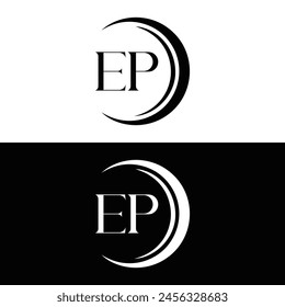 EP logo. E P design. White EP letter. EP, E P letter logo design. Initial letter EP linked circle uppercase monogram logo.