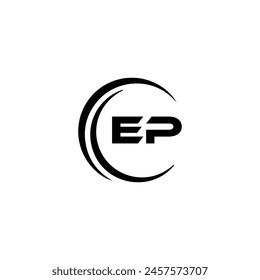 EP logo. E P design. White EP letter. EP, E P letter logo design. Initial letter EP linked circle uppercase monogram logo.