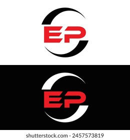 EP logo. E P design. White EP letter. EP, E P letter logo design. Initial letter EP linked circle uppercase monogram logo.