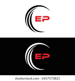 EP logo. E P design. White EP letter. EP, E P letter logo design. Initial letter EP linked circle uppercase monogram logo.