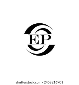 EP logo. E P design. White EP letter. EP, E P letter logo design. Initial letter EP linked circle uppercase monogram logo.