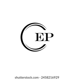 EP logo. E P design. White EP letter. EP, E P letter logo design. Initial letter EP linked circle uppercase monogram logo.