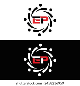 EP logo. E P design. White EP letter. EP, E P letter logo design. Initial letter EP linked circle uppercase monogram logo.