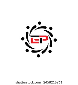 EP logo. E P design. White EP letter. EP, E P letter logo design. Initial letter EP linked circle uppercase monogram logo.