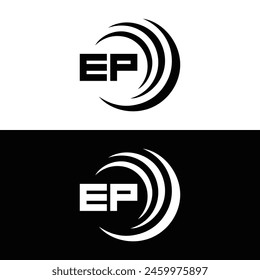EP logo. E P design. White EP letter. EP, E P letter logo design. Initial letter EP linked circle uppercase monogram logo.