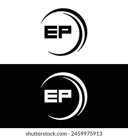 EP logo. E P design. White EP letter. EP, E P letter logo design. Initial letter EP linked circle uppercase monogram logo.