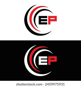 EP logo. E P design. White EP letter. EP, E P letter logo design. Initial letter EP linked circle uppercase monogram logo.
