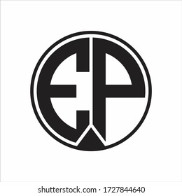 EP Logo monogram circle with piece ribbon style on white background