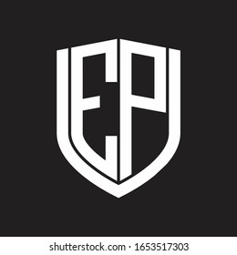 EP Logo monogram with emblem shield design isolated on black background