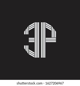 EP Logo monogram with outline style linked isolated on black background
