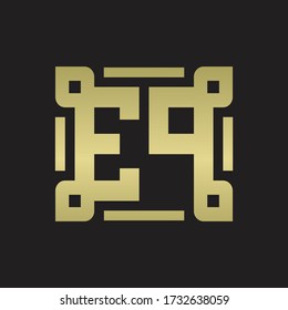 EP Logo monogram with piece line art design template