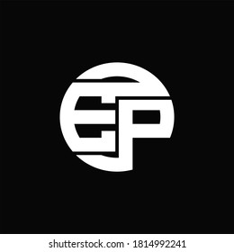 EP Logo monogram with rounded line swipe design template on black background