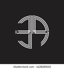 EP Logo monogram triple ribbon style line design template isolated on black background