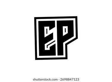 EP Modern Monogram Logo Design with Bold Geometric Shape and Minimal Frame.