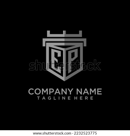EP monogram logo initial for shield  crown style design
