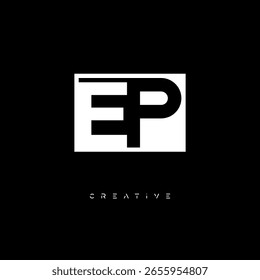 EP Negative Space Monogram – Minimalist Black and White Letter mark Logo for Creative Branding, Fashion Identity and Modern Design Concepts
