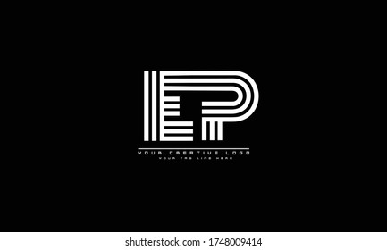 EP PE abstract vector logo monogram template