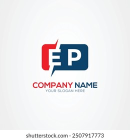 Elemento de diseño de logotipo de letras modernas creativas EP o PE