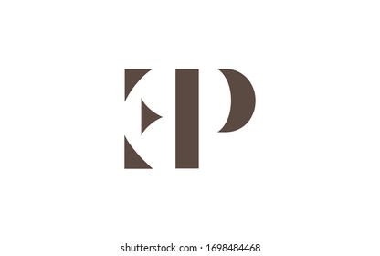 EP or PE and E or P Letter Initial Logo Design, Vector Template