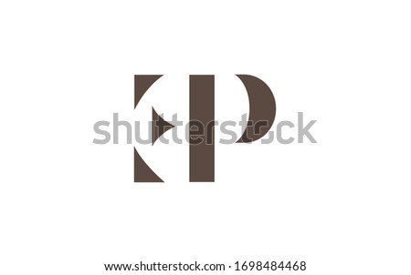 EP or PE and E or P Letter Initial Logo Design, Vector Template