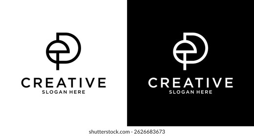 Modelo de vetor de design de logotipo com letra inicial EP ou PE