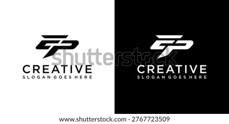 EP or PE initial letter logo design vector concept