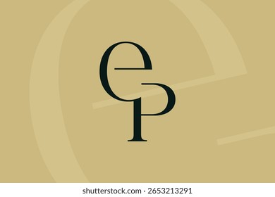 Design do ícone do logotipo da letra EP ou PE. Monograma de iniciais de luxo estilo clássico.