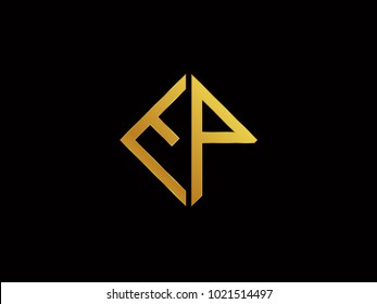 EP square shape gold color logo