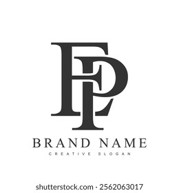 EP trendy logotype template. Initial letter e and p classic font style. Creative logo for company name or identity. Vector illustration.