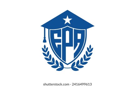 Plantilla vectorial de diseño de logotipo académico de letras iniciales EPA. monograma, resumen, escuela, universidad, universidad, graduación, símbolo, escudo, modelo, instituto, educativo, canter de entrenamiento, tecnología, signo, insignia