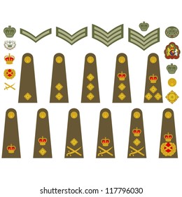 Epaulets, military ranks and insignia. Illustration on white background.