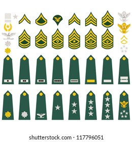 Epaulets, military ranks and insignia. Illustration on white background.