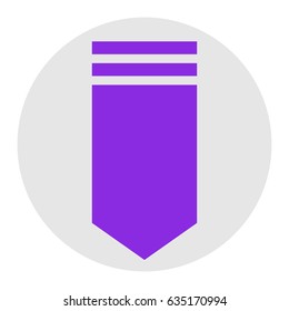 Epaulette sign. Shoulder mark, shoulder board, rank slide, slip-on. Vector. Violet flat icon on light gray circle at white background. Isolated.