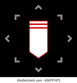 Epaulette sign. Shoulder mark, shoulder board, rank slide, slip-on. Vector. White icon in gray focus like mandala on black background.
