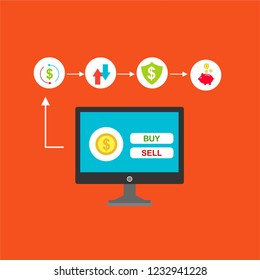 E-payment banner web icon for business, Application, E-wallet, NFC, QR code, Digital money, digital banking and block chain system payment. Minimal vector infographic.
