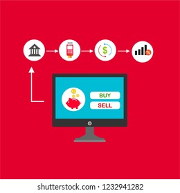 E-payment banner web icon for business, Application, E-wallet, NFC, QR code, Digital money, digital banking and block chain system payment. Minimal vector infographic.