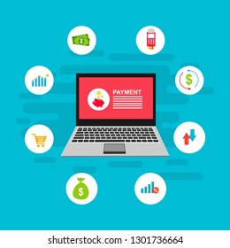 E-payment banner web icon for business, Application, E-wallet, NFC, QR code, Digital money, digital banking and block chain system payment. Minimal vector infographic. - Vector