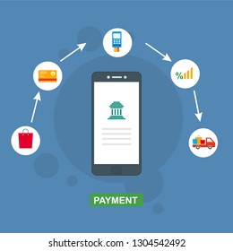 E-payment banner web icon for business, Application, E-wallet, NFC, QR code, Digital money, digital banking and block chain system payment. Minimal vector infographic.