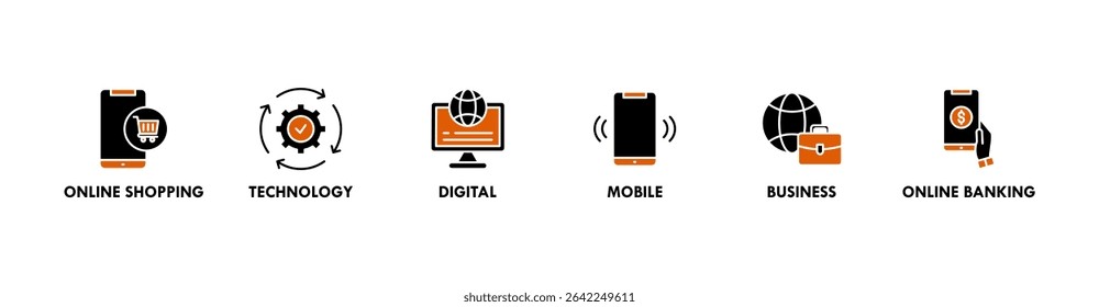 E-Payment banner web icon illustration concept of internet banking with icon of online shopping, technology, digital, mobile, business and online banking