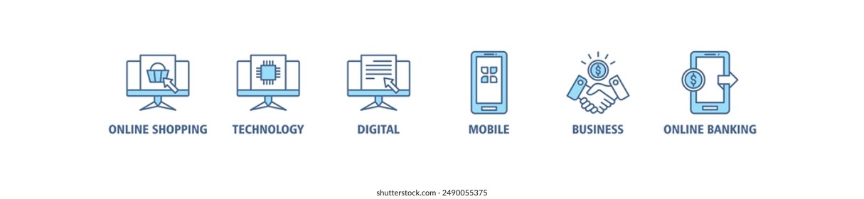 E-Payment banner web icon set vector symbol illustration concept of internet banking with icon of online shopping, technology, digital, mobile, business and online banking