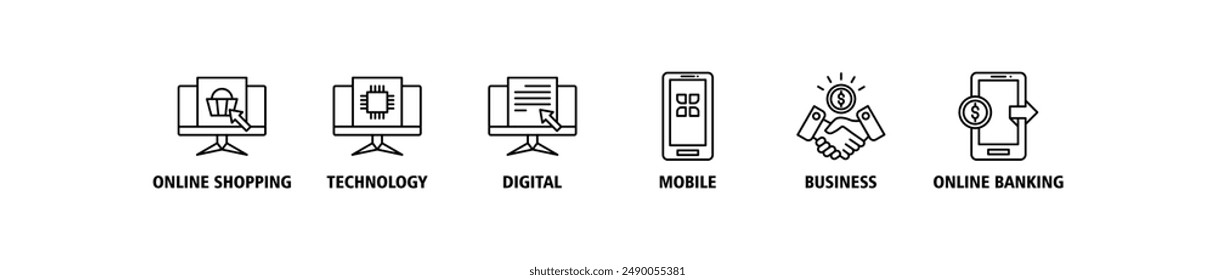 E-Payment banner web icon set vector symbol illustration concept of internet banking with icon of online shopping, technology, digital, mobile, business and online banking