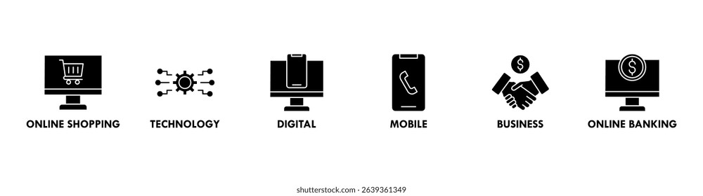 E-Payment banner web icon set vector symbol illustration concept of internet banking with icon of online shopping, technology, digital, mobile, business and online banking