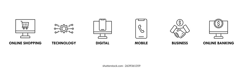E-Payment banner web icon set vector symbol illustration concept of internet banking with icon of online shopping, technology, digital, mobile, business and online banking