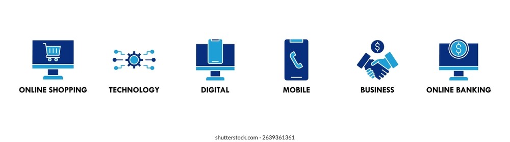 E-Payment banner web icon set vector symbol illustration concept of internet banking with icon of online shopping, technology, digital, mobile, business and online banking