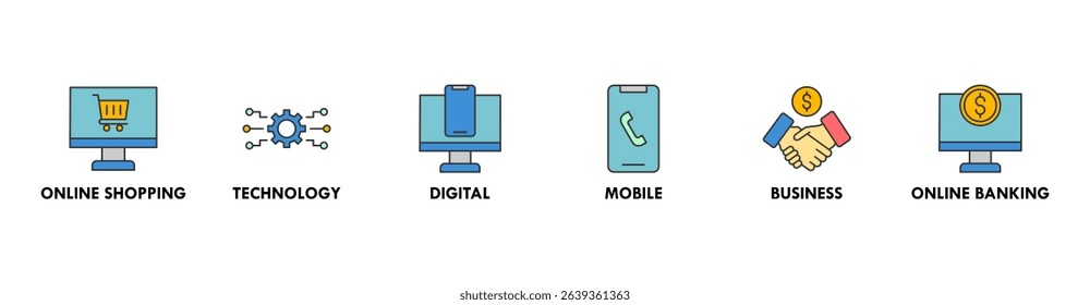 E-Payment banner web icon set vector symbol illustration concept of internet banking with icon of online shopping, technology, digital, mobile, business and online banking