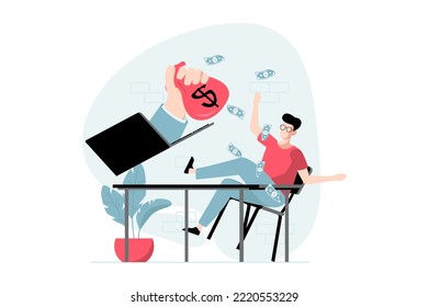E-payment concept with people scene in flat design. Man pays for purchases with credit card, receiving cashback and bonus payments to bank account. Vector illustration with character situation for web