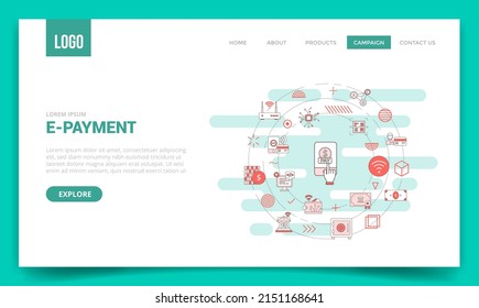 concepto electrónico de pago electrónico con icono circular para la plantilla de sitio web o página de inicio