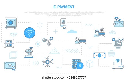 e-payment electronic concept with icon set template banner with modern blue color style